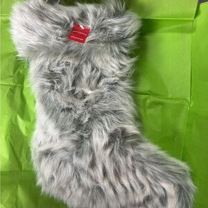 Gray Faux Fur Stocking